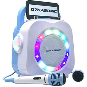 DYNASONIC Karaoke met USB-microfoon, origineel cadeau voor kinderen en meisjes, luidspreker, speelgoed voor meisjes (DK-201), blauw