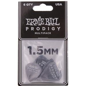 Ernie Ball Prodigy plectrums, zwart, 1,5 mm, 6 stuks