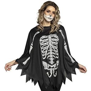 Boland 79184 Skeletponcho zwart wit eenheidsmaat dames volwassenen Halloween carnaval themafeest Day of the Dead Tag der Tote