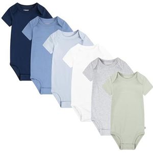 Huggies Little Hugs Huggies® Bodies Short Sleeves (6 stuks) Uniseks Baby Undershirt (6 stuks), Zwart/Blauw/Wit/Grijs/Groen