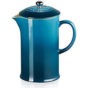 Le Creuset Steengoed Cafetière Franse pers, RVS plunjer, 1 liter, Serveert 3-4 kopjes, Deep Teal, 60706086420003