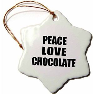 3dRose Peace Love and Chocolate Things that Make Me Happy-Fun sneeuwvlokdecoratie, meerkleurig, 7,6 cm