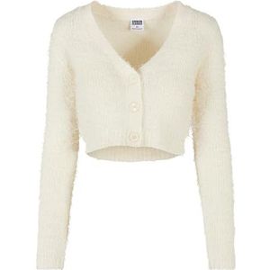 Urban Classics Dames Cropped Feather Cardigan voor dames, Whitesand