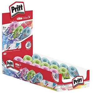 Pritt Micro Rolli, balpencorrector, vlekbestendige correctiebanden, schoolcorrector, blauw, groen en roze, 15 x (5 mm x 6 m)