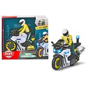 Dickie Toys - Motorfiets Yamaha burgerwacht speelgoed, inclusief afneembaar scharnierfiguur, wrijving, licht en geluid, geschikt voor jongens en meisjes vanaf 3 jaar - 17 cm