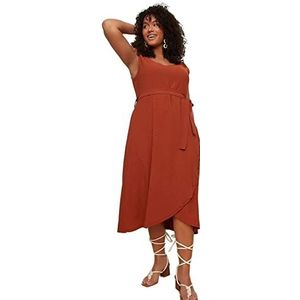 Trendyol Mini-jurk met portefeuille, standaard, grote maat, damesjurk, Rode tegels.