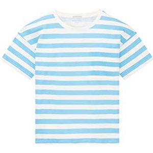 TOM TAILOR Meisjes T-Shirt 31445 - Blue Wool White Block Stripe, 128, 31445 - Blue Wool White Block Stripe