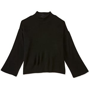 Trendyol Effen trui met hoge kraag trainingspak voor dames, zwart, S, zwart.