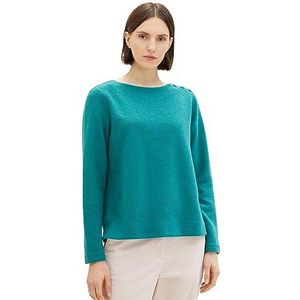 TOM TAILOR Sweatshirt voor dames met geribbelde structuur, 32402 - Ever Green Melange