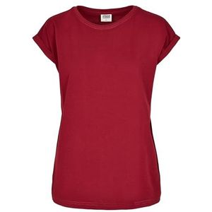 Urban Classics Dames T-shirt met brede schouders, Bordeaux