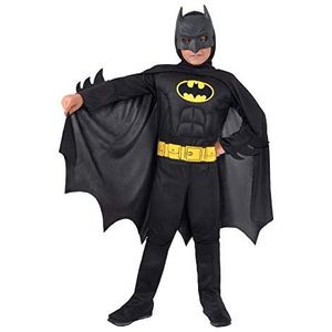 Batman Dark Knight jongenskostuum Original DC Comics (maat 3-4 jaar) met gevoerde spieren, kleur, 11671.3-4