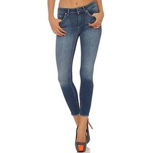 ONLY dames Jeans Onlblush Mid Ank Raw Jeans Rea1303 Noos, donkerblauw (dark blue denim), XS / 32L