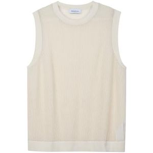 Diana Studio, Gilet perforé en tricot pour homme, 100% coton, sans manches, décontracté Fit, Blanc écru, XL