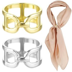 Ouligay Set van 2 sjaalringen voor dames, eenvoudig, D-clip, gesp voor sjaal, sjaal, jurk, goud/zilver, 2,3 cm, Metaal