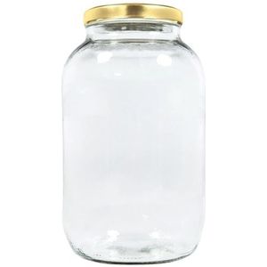 Mikken XL glazen pot met schroefdeksel goud 3400 ml met etiket
