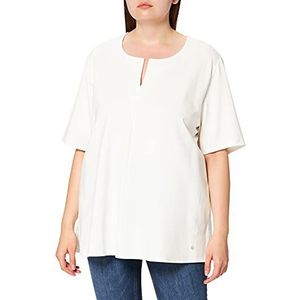 Samoon Dames T-shirt met korte mouwen ronde hals gemaakt van solide jersey kwaliteit effen grote maten, Gebroken wit