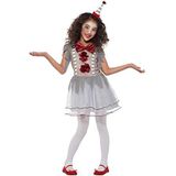 Smiffy's 49825s Vintage Clown meisjeskostuum, grijs en rood, S-leeftijd 4-6 jaar, Engelse versie