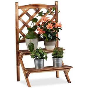 Relaxdays Bloemen Plank Rellis Hout Trap Planten Ladder Planten Planten Rooster 2 Trappen