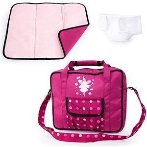 Bayer Design 69267AB Luiertas voor pop, accessoires voor poppen, met aankleedkussen, luier, modern, roze, bordeaux, fee