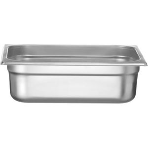 HENDI Gastronorme container, GN 1/2, hittebestendigheid -40 °C tot 300 °C, te gebruiken in convectieovens, koelkasten, waterbaden, chafing dishes, 6,5 l, 325 x 265 x (H) 100 mm, roestvrij staal 18/10