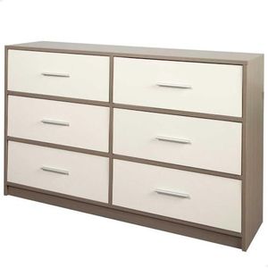 AKTIVE 18415 MAX Home commode voor slaapkamer, multifunctioneel, grijs en wit, 6 laden, 114 x 30 x 70 cm, hout, moderne stijl, opbergsysteem, huisorganisatie, decoratie, kledingkast