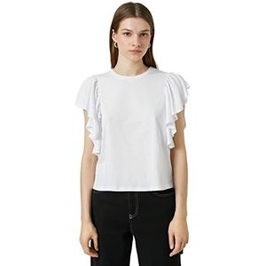 Koton Voluminous Sleeve Crew Neck T-shirt pour femme, Blanc cassé (001), M