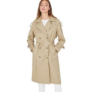 Trendyol Lange mantel met knopen beige Arched Closure Water Repellent Trench Coat, 36 dames, Beige