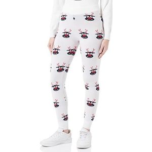 ONLY Onlxmas Reindeer Mw Pant Box Knt gebreide legging voor dames, Cloud Dancer/patroon: Night Sky/Chili Pepepr