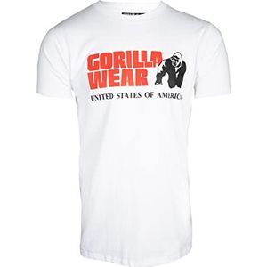 Gorilla Wear Klassiek T-shirt - wit - klassiek bovendeel met logo voor sport, dagelijks gebruik, training, hardlopen, joggen, normale pasvorm, licht katoen, bewegingsvrijheid grote maat, Wit