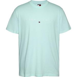 Tommy Jeans TJM REG LINEAR LOGO TEE EXT S/S heren T-shirt, groen, M, groen (Spring Mint), M, Groen (Spring Mint Green), M