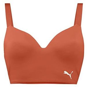 PUMA Gewatteerde Longline bikinitop voor dames, roze/chili, M, roze/chili