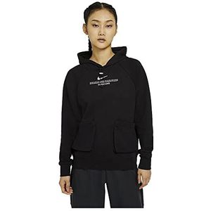 Nike W NSW Swsh Hoodie Ft Sweatshirt voor dames, zwart/(wit)