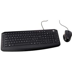 HP - PC Pavilion 200 USB-toetsenbord en muis, sneltoetsen en multimediatoetsen, led-indicator hoofdletter-/cijfervergrendeling en schuiftoetsen, geïntegreerde polssteun, DPI 1600, design