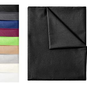GREEN MARK Textilien klassieke lakens, bedlakens, linnen stof, van 100% katoen zonder elastiek, in vele maten en kleuren verkrijgbaar, afmetingen: 180 x 275 cm, zwart