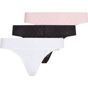 CALVIN KLEIN Dames bikini met lage taille, veelkleurig, L, meerkleurig (zwart/klassiek wit/bleekroze), L, Veelkleurig (Zwart Klassiek Wit/Bummy Pink), L