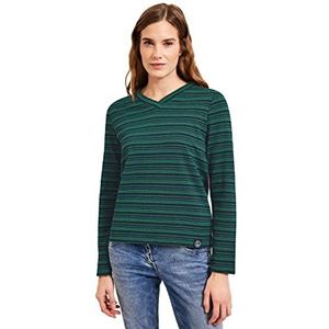 Cecil T-shirt rayé à manches longues pour femme, bleu foncé, XS