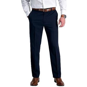 Haggar Platte broek met verborgen taille 18, marineblauw, 34 W / 32 L, Navy Blauw