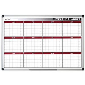 Bi-Office Whiteboard 90x60 cm magnetische jaarplanner 12 maanden