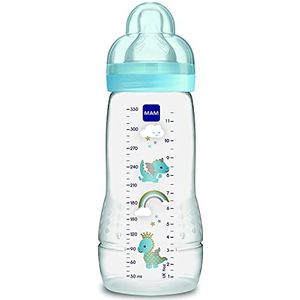 Mam Easy Active babyfles met zuignap maat 3 (snelle doorstroom) voor baby's vanaf 4 maanden, 330 ml, ontwerp kan variëren