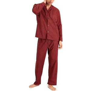 Hanes Herenpyjama set, effen geweven rood ruitpatroon, XL, Rood geruit patroon