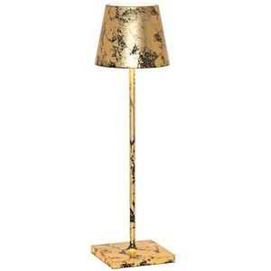 Zafferano, Poldina Pro Lamp, oplaadbare en draadloze tafellamp met touch-bediening, binnenlamp, dimmer 2200-3000 K, hoogte 38 cm, kleur zwart - bladgoud craquelè