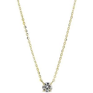 W WEILIRIAN Kristallen halsketting met kristallen hanger - Gouden ketting met strass - Minimale Cz halsketting - Pavé halsketting - Dagelijkse halsketting - Sieraden voor dames, Lak Metaal