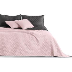 DecoKing dubbelzijdig dekbed 240 x 260 cm, met wafel- en ruitpatroon, lila/antraciet