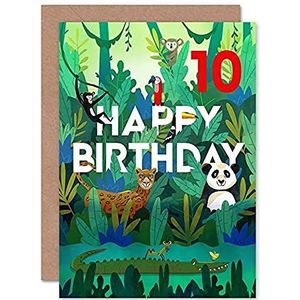 Verjaardagskaart 10 jaar jungledieren