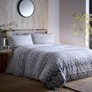 Appletree - Tribal grijs beddengoed set - Super King Size (260 x 220 cm) - Donkergrijs bohemien beddengoed set - Grijs geometrisch beddengoed stijl - Zwaar en comfortabel gewicht - 100% super