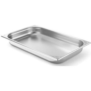 HENDI Gastronorme container, GN 1/1, hittebestendigheid -40 °C tot 300 °C, bruikbaar in convectieovens, koelkasten, waterbaden, chafing dishes, 9 l, 530 x 325 x (H) 65 mm, roestvrij staal