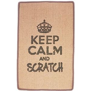 Wouapy - kattenkrabmat - sisalmat - krabmat - designed en trendy - opschrift 'Keep Calm and Scratch' - praktisch en antislip - antracietgrijs