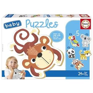 Educa - Baby Puzzels in het wild | Set van 5 progressieve babypuzzels van 3-5 stukjes om te leren met verschillende moeilijkheidsgraden naarmate ze groeien. Aanbevolen vanaf 24 maanden