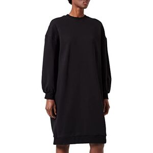 Urban Classics Oversized midi-jurk voor dames, bio-jurk met ronde hals, zwart.