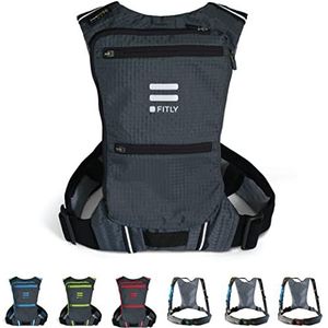 FITLY Minimalist Running Pack | Running Rugzak Telefoonhouder, Opslag, Borstriem | Vervoer van Persoonlijke voorwerpen | Hardloop-materiaal Unisex | Lichtgewicht hardlooptas, zwart., Minimalistisch